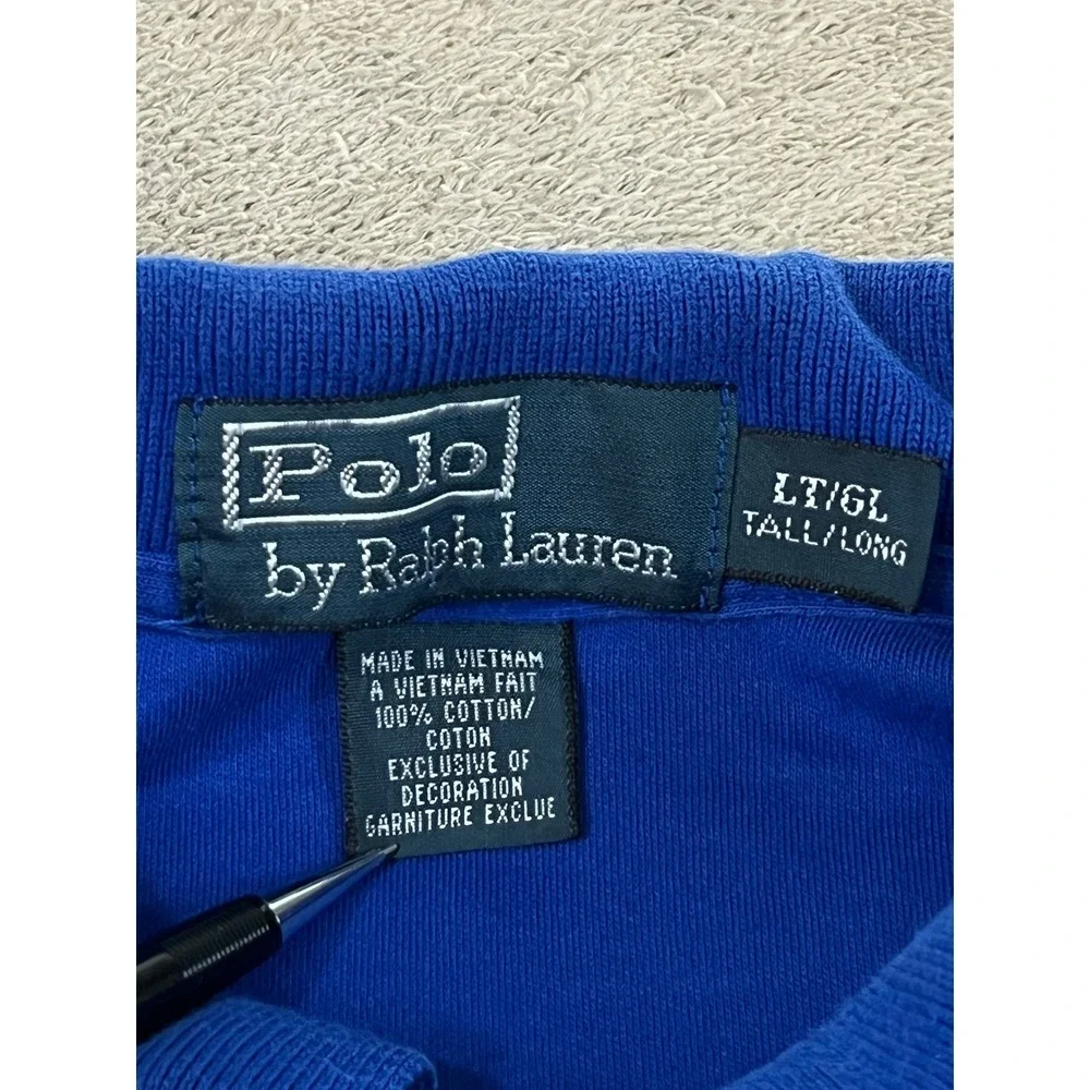 Polo Ralph Lauren Men's L Tall Blue Pony Logo Cotton Polo Shirt Short sleeve